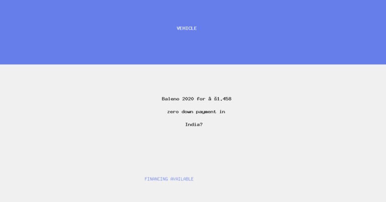 Baleno 2020 for ₹1.458 zero down payment in India?